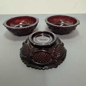 Ruby Red Glass Bowl Set